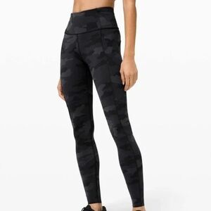 Lululemon Fast and Free Tight Black Camo Size 6